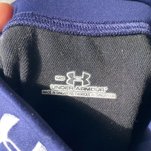 UNDER ARMOUR turtleneck longsleeve Mens Medium Blue Compression Thermal ski - Picture 3 of 7